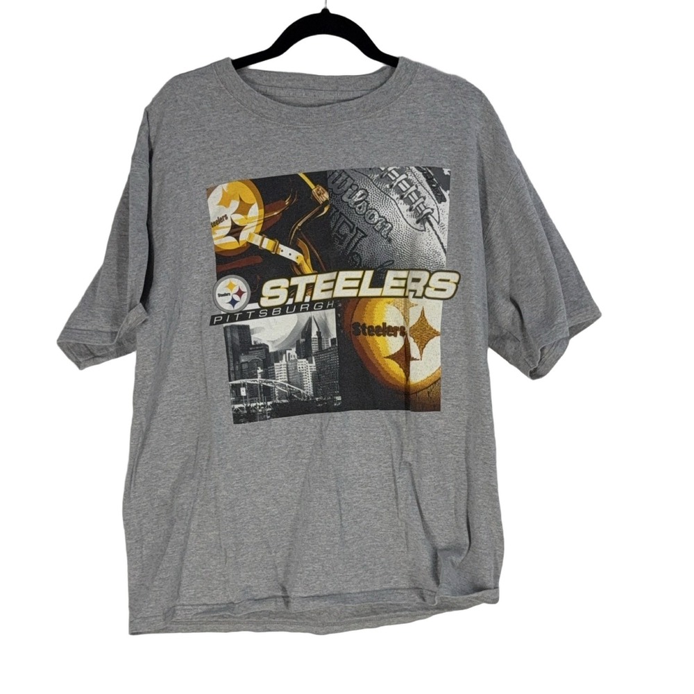 NFL Pittsburgh Steelers T-Shirt Men's Size L Gray Football Shirt